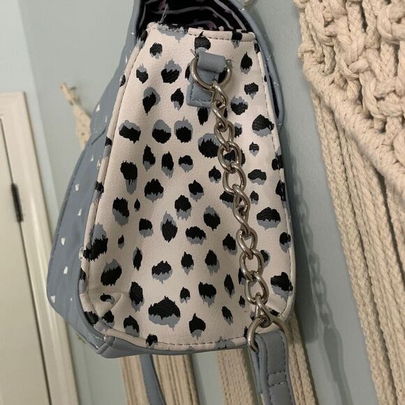 BETSEY JOHNSON Addy Quilted Blue White Hearts Crossbody Bag Purse - Picture 5 of 12